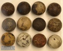 Collection of assorted used bramble and line mesh guttie and rubber core golf balls (12) – 9 various