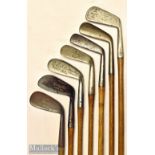 Good mixture of golf irons (7) - from long iron to mashie niblick – incl Gibson jigger^ round backed
