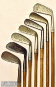 Good mixture of golf irons (7) - from long iron to mashie niblick – incl Gibson jigger^ round backed