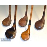 Selection of various size golf club woods (5) – V S Robertson West Hill Golf Club large dark stained