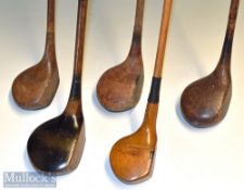 Selection of various size golf club woods (5) – V S Robertson West Hill Golf Club large dark stained