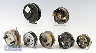 Selection of various centre pin reels to include a Moulinet Francais ‘Decantelle’ 4” 7059 reel^ a