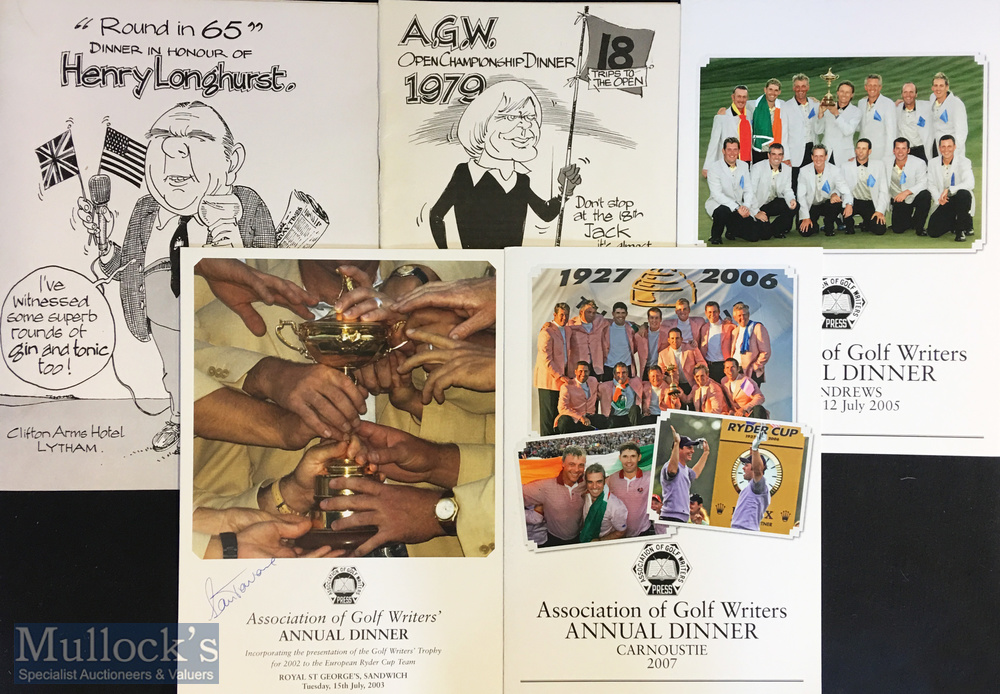 Interesting Collection of Association of Golf Writers Annual Award Dinner Menus from 1974 onwards to