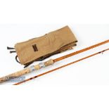 B James & Son England “Richard Walker Mk IV Avon” split cane rod – 10ft 2in 2pc with amber Agate