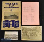 1951 Official Walker Cup Golf Programme^ draw sheet and scarce photographs (4) – played at
