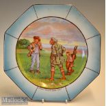 Grimwades “Winton” Ceramic humorous golf octagon plate c1920 – titled “Carry Your Caddie Sir?” c/w
