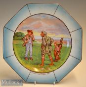 Grimwades “Winton” Ceramic humorous golf octagon plate c1920 – titled “Carry Your Caddie Sir?” c/w