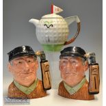 Royal Doulton Golfer D6623 Toby Jug: height 19cm^ with another similar 2nd Quality example (