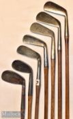 Collection of bright rustless golf irons (7) – W McEwan Formby Fairlie’s Model anti-shank mashie