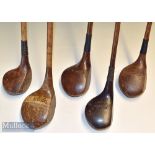 Selection of various size golf club woods (5) – Tom Auchterlonie large head driver^ A Hallam dark