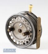 Hardy Bros Alnwick ‘The Silex Major’ 3 3/4” casting reel twin handles^ ribbed brass foot^ ivorine