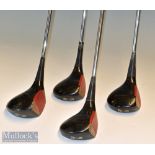 4x Ping Black laminated golf woods – nos. 1^ 3^ 4 and 5 – used condition with various replaced grips