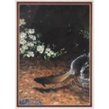 Rodger McPhail print of Brown Trout rising for Mayflies in oak frame^ print size 25cm x 18cm^ mf&g