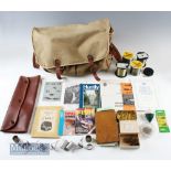 Canvas and Leather Fishing Tackle bag with waterproof removable lining^ plus Hardy’s Guide to