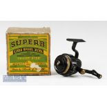 Fine Allcocks The Superb Trout size fixed spool reel in makers original box half bail arm^ LHW^ c/