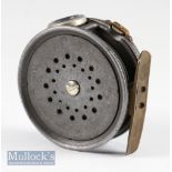 Early Hardy’s Alnwick Pat The Perfect 3 1/8” alloy trout fly reel c1905 smooth brass foot filed