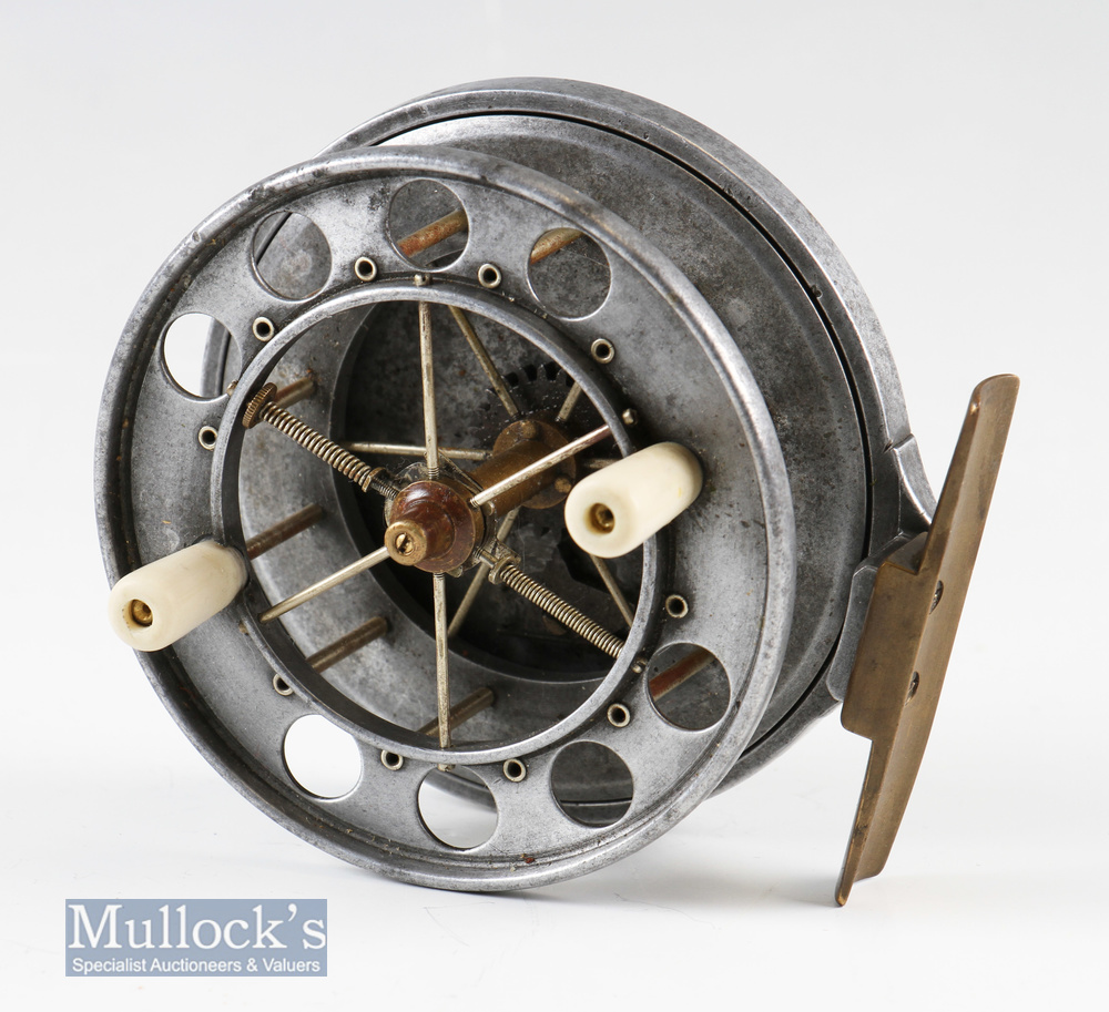 Un-named Allcock Aerial 4” centre pin reel with professionally replaced twin handles^ o/w all