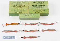7x Wadhams Artificial Baits in unused condition^ generally 3 ½” sizes^ within original boxes