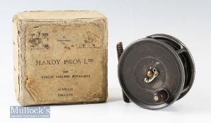 Hardy Bros Alnwick ‘The Uniqua’ Dup Mk II 4” alloy wide drum fly reel with ribbed brass foot^ rim