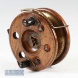 Slater The “Future Seal Reel” 5” wood and brass reel with star back^ bickerdyke line guide^ brass