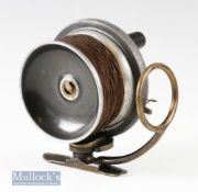 PD Mallochs Patent wide drum side caster brass and gun metal reel with Gibbs lock lever^ back