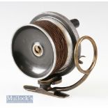 PD Mallochs Patent wide drum side caster brass and gun metal reel with Gibbs lock lever^ back