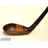 Interesting Jack Youds “The Cara Mia” scare neck long nose striped top persimmon putter c1900 – with