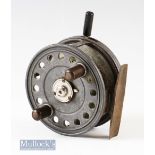 Scarce 3 ½” Reuben Heaton The ‘Bute’ alloy casting reel a Silex style with rim lever brake^ Patent