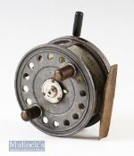 Scarce 3 ½” Reuben Heaton The ‘Bute’ alloy casting reel a Silex style with rim lever brake^ Patent