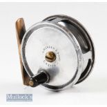 J Webber & Sons Exeter 2 ¾” alloy fly reel with smooth brass foot^ black handle^ runs smooth^