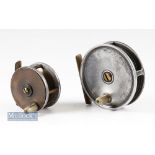 Army & Navy London 3 ½” alloy fly reel narrow drum^ with no maker’s marks^ smooth brass foot^