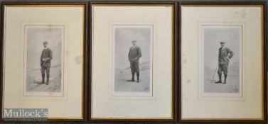 Set of 3x Photogravures of Famous Amateur and Open Golf Champions from around the turn of 20th c –