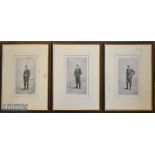 Set of 3x Photogravures of Famous Amateur and Open Golf Champions from around the turn of 20th c –