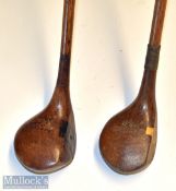 Pair of interesting original Ja H Taylor Autograph golf lofted woods - Light stained brassie with