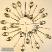 Hallmarked Silver Golf Teaspoon Selection: including 5 golf club handled examples^ 3 DCL North of