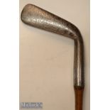 Interesting Geo Bussey London “Thistle” Pat Steel socket long blade round backed putter c1895 fitted
