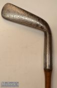 Interesting Geo Bussey London “Thistle” Pat Steel socket long blade round backed putter c1895 fitted
