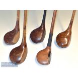 Selection of various size golf club woods (5) – G Watts brassie with large black fibre insert^