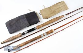 2x interesting split cane and glass spinning rods - Aspindales Redditch “The Mercury No.265” split