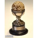 1930 Dunlop Hole in One Souvenir Silver Trophy and square mesh Dunlop Golf ball: made by Elkington &