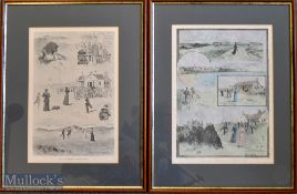 2x early and interesting Portrush Golf Club golfing scenes from 1894 and 1895 – hand coloured