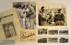 2x 1936 St Andrews British Amateur Golf Championship historical press photographs and a Snapshot