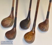 Selection of varying size golf club woods (5) – Ted Parrs Own Model large head driver^ A Kettley mid