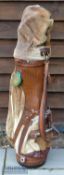 Fine and interesting Australian Made kangaroo hide tour golf bag – c/w matching travel hood –