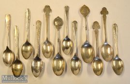 Hallmarked Silver Golf Teaspoon Selection: assorted designs and hallmarks including; two HGC^