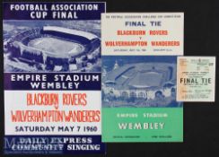 1960 FA Cup Final Blackburn Rovers v Wolverhampton Wanderers Football Programme and Ticket date 7