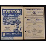 1948/49 Everton Public Trial Match Football Programme Blues v Yellows date 14 Aug^ together with