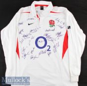 2000s England Rugby Squad Signed Jersey: England 2000's signed Nike merchandise rugby jersey with 02