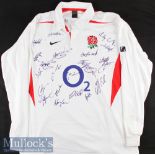 2000s England Rugby Squad Signed Jersey: England 2000's signed Nike merchandise rugby jersey with 02