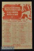 1945/46 Manchester United v Stoke City Football Programme date 4 May^ single sheet^ creases